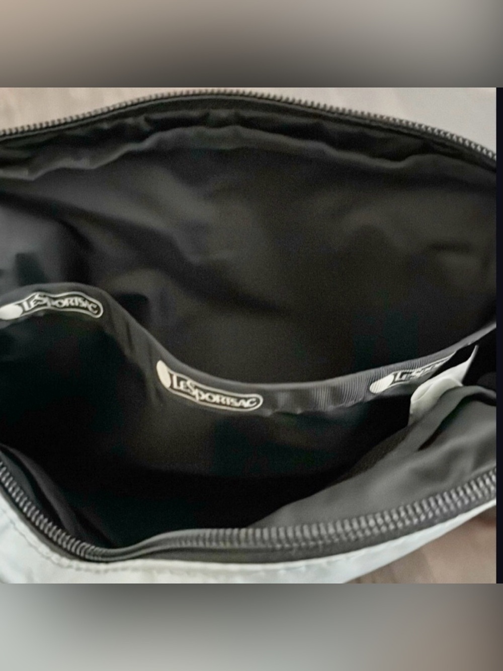 LeSportsac CROSSBODY BELT BAG GRAY NYLON BLACK DETACHABLE ADJUSTABLE STRAP - Picture 8 of 8